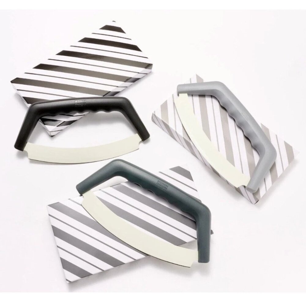 Kuhn Rikon Mezzaluna Knives SET OF 3 & Gift Boxes k65497 GREY SCALE COLORS NEW